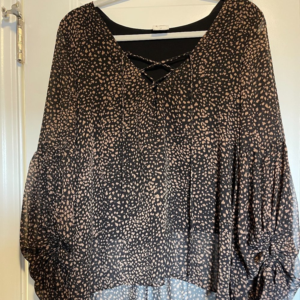 Billowy Chiffon Leopard Print Blouse